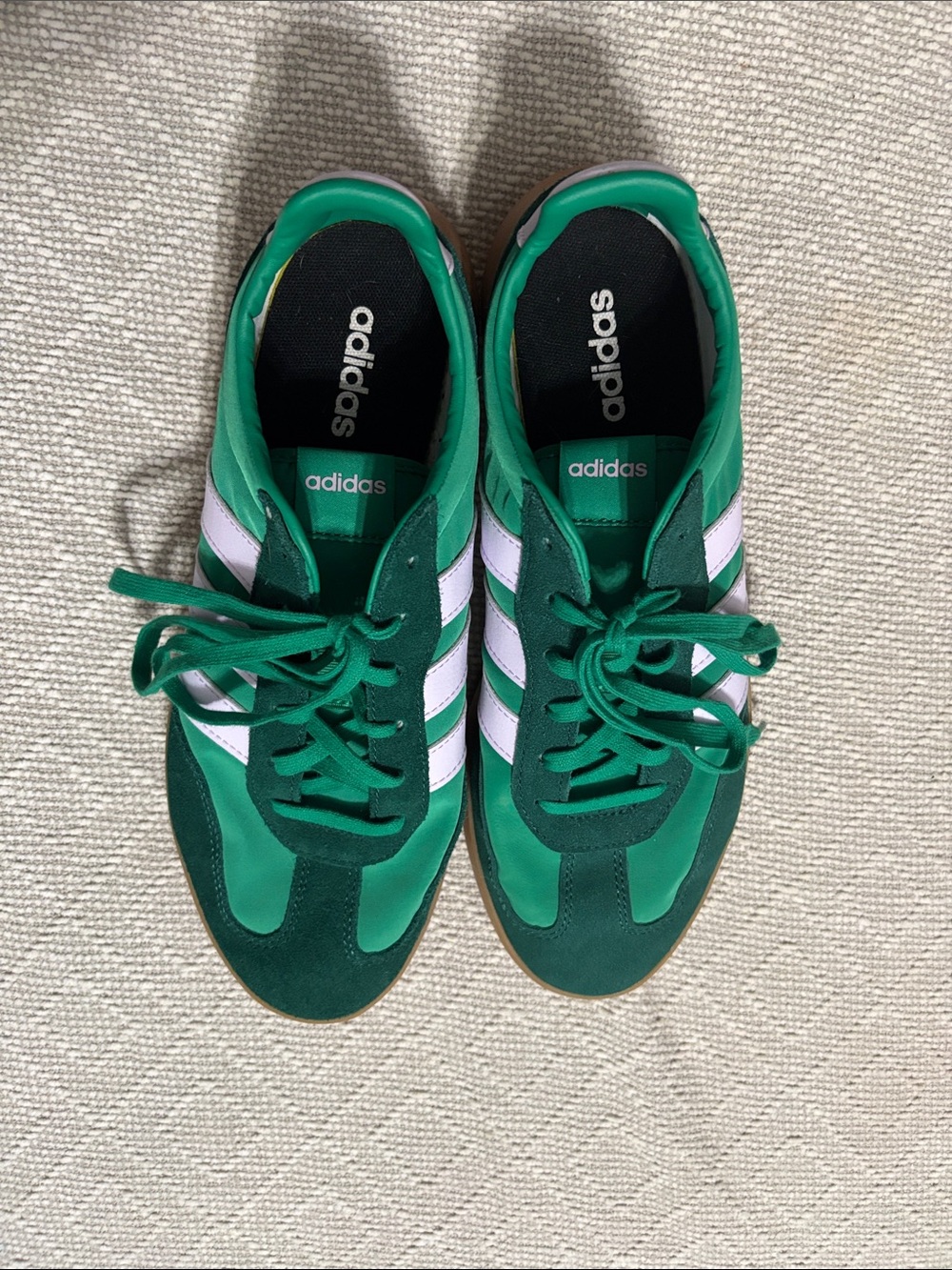 adidas Green Women's Classic Sneakers with White Stripes
